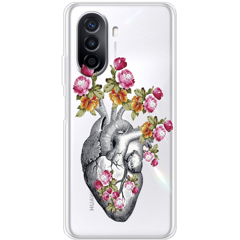 Чехол со стразами Huawei Nova Y70 Heart