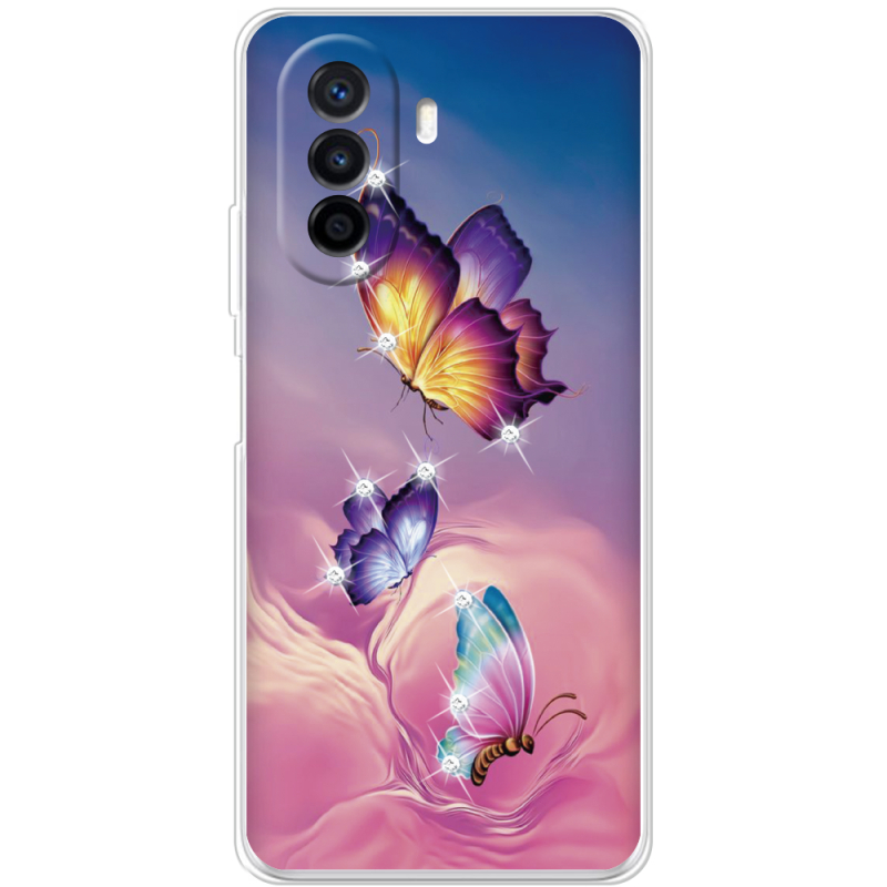 Чехол со стразами Huawei Nova Y70 Butterflies