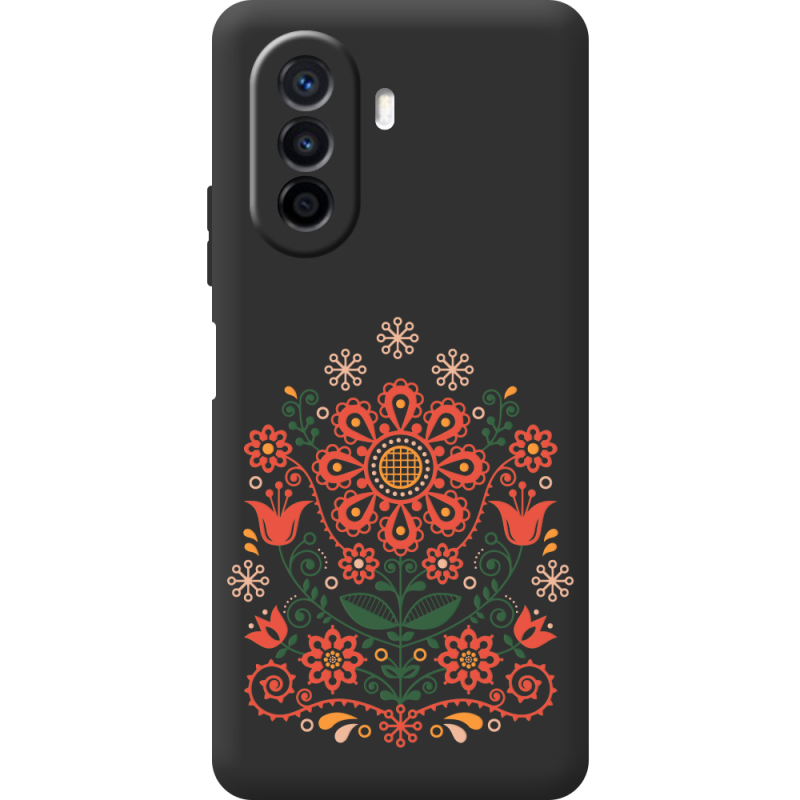 Черный чехол BoxFace Huawei Nova Y70 Ukrainian Ornament