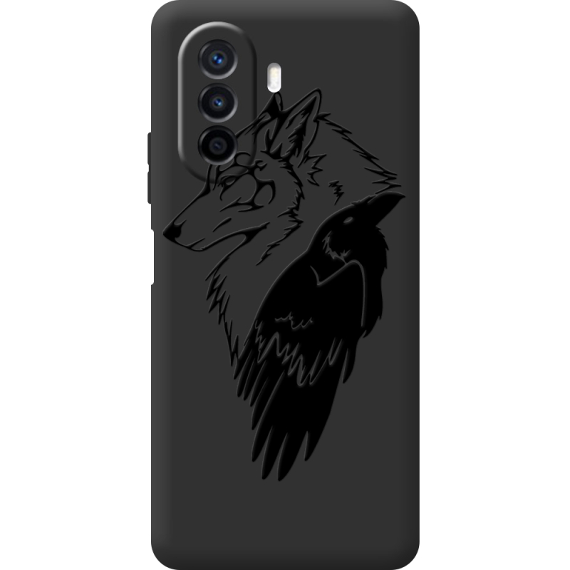 Черный чехол BoxFace Huawei Nova Y70 Wolf and Raven