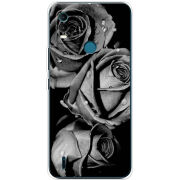 Чехол BoxFace Nokia C21 Plus Black and White Roses