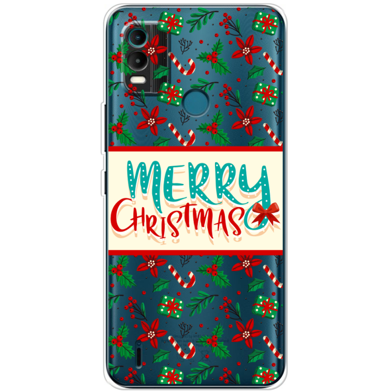 Прозрачный чехол BoxFace Nokia C21 Plus Vintage Christmas Pattern