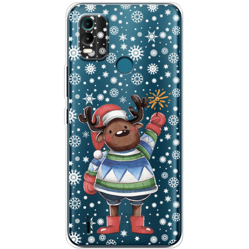 Прозрачный чехол BoxFace Nokia C21 Plus Christmas Deer with Snow