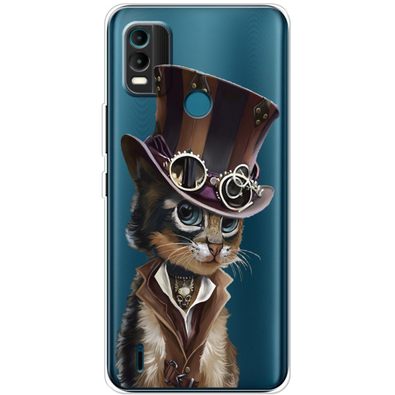 Прозрачный чехол BoxFace Nokia C21 Plus Steampunk Cat