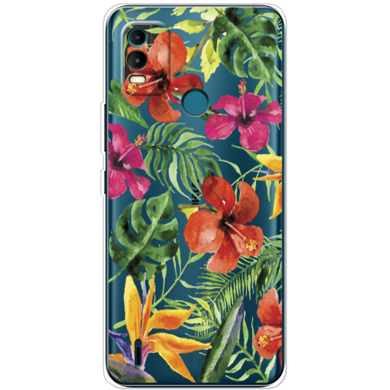 Прозрачный чехол BoxFace Nokia C21 Plus Tropical Flowers