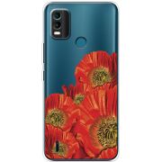 Прозрачный чехол BoxFace Nokia C21 Plus Red Poppies