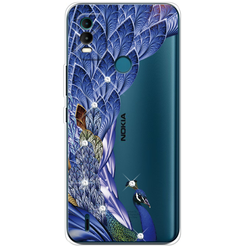 Чехол со стразами Nokia C21 Plus Peafowl