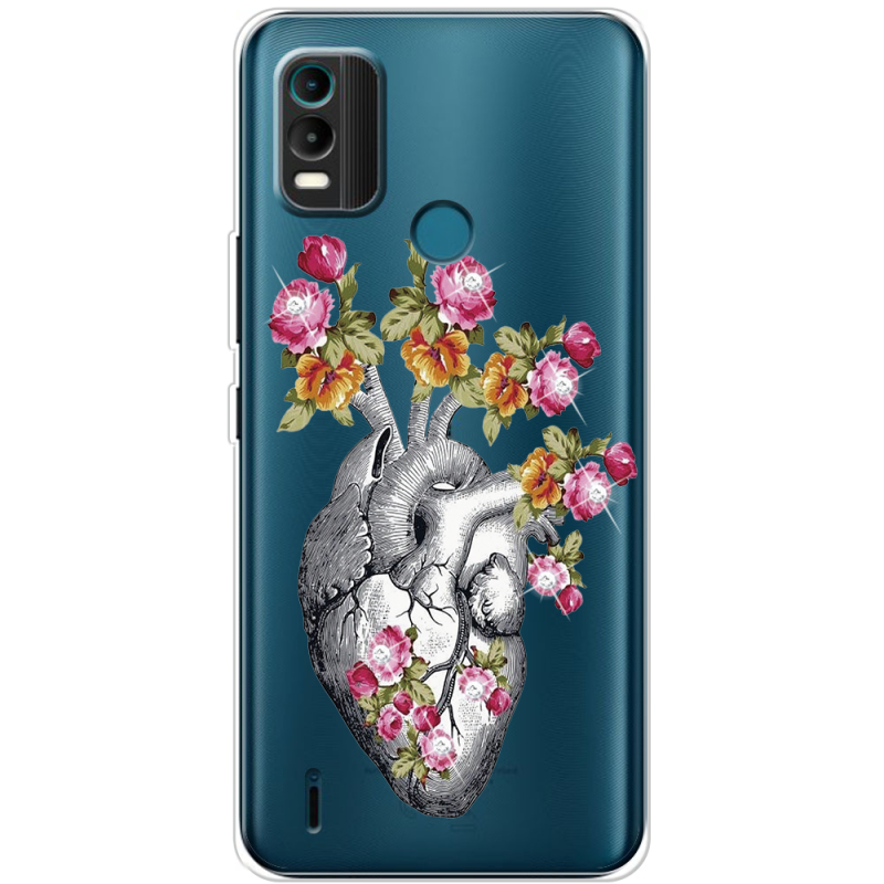 Чехол со стразами Nokia C21 Plus Heart