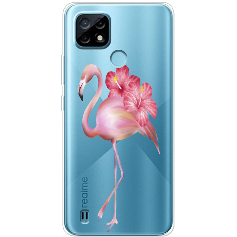 Прозрачный чехол BoxFace Realme C21 Floral Flamingo