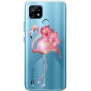 Прозрачный чехол BoxFace Realme C21 Floral Flamingo