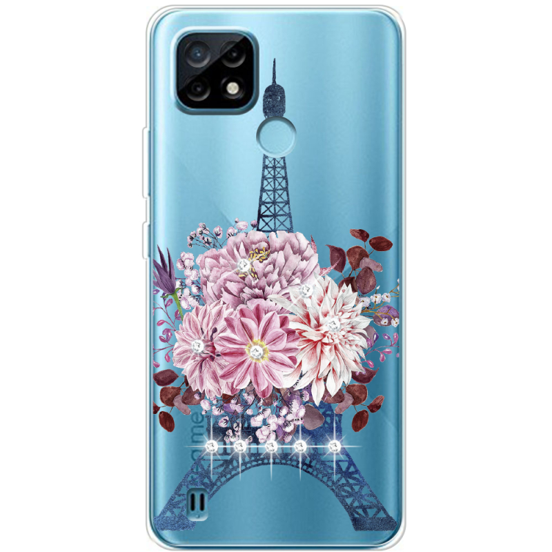 Чехол со стразами Realme C21 Eiffel Tower