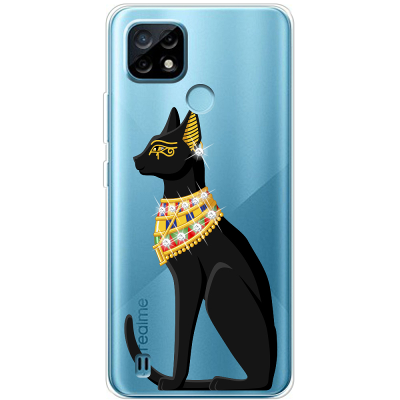 Чехол со стразами Realme C21 Egipet Cat