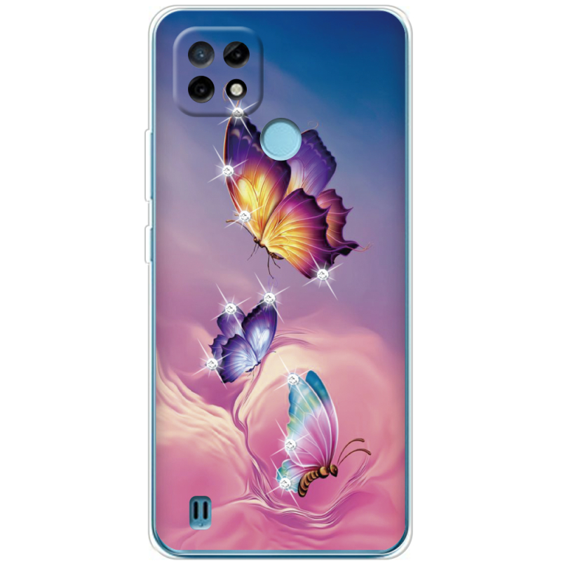 Чехол со стразами Realme C21 Butterflies