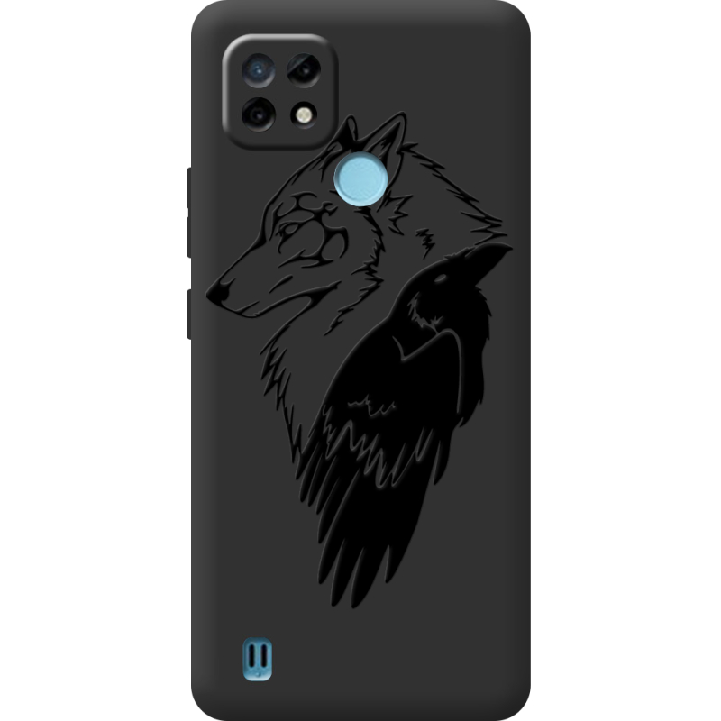 Черный чехол BoxFace Realme C21 Wolf and Raven