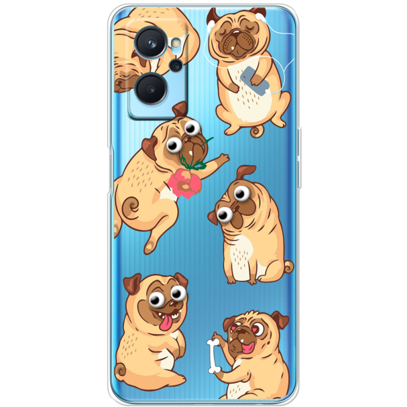 Прозрачный чехол BoxFace Realme 9i с 3D-глазками Pug