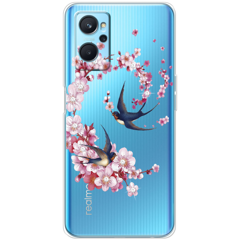 Чехол со стразами Realme 9i Swallows and Bloom