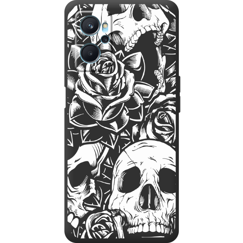 Черный чехол BoxFace Realme 9i Skull and Roses