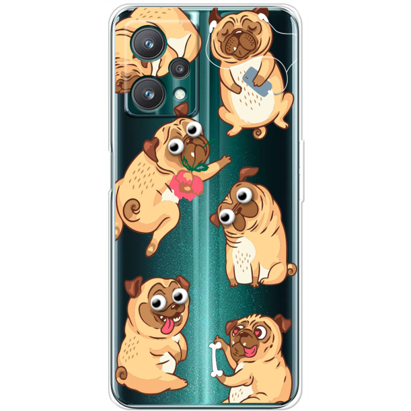 Прозрачный чехол BoxFace Realme 9 Pro с 3D-глазками Pug