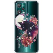 Чехол со стразами Realme 9 Pro Cat in Flowers