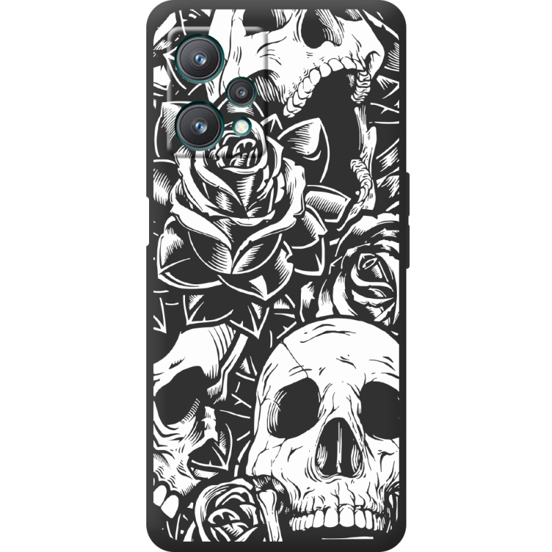 Черный чехол BoxFace Realme 9 Pro Skull and Roses