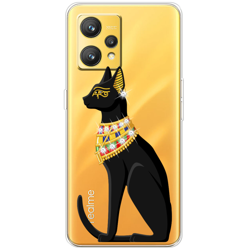 Чехол со стразами Realme 9 Egipet Cat