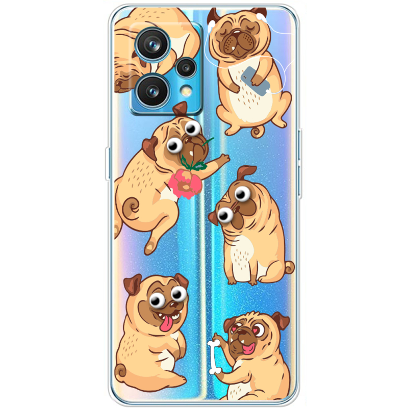 Прозрачный чехол BoxFace Realme 9 Pro Plus с 3D-глазками Pug