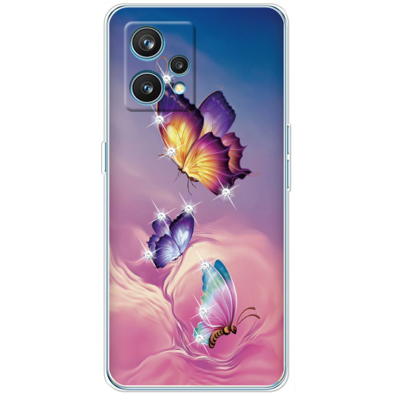 Чехол со стразами Realme 9 Pro Plus Butterflies