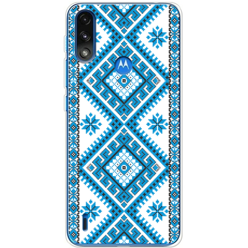 Чехол BoxFace Motorola E7 Power Блакитний Орнамент