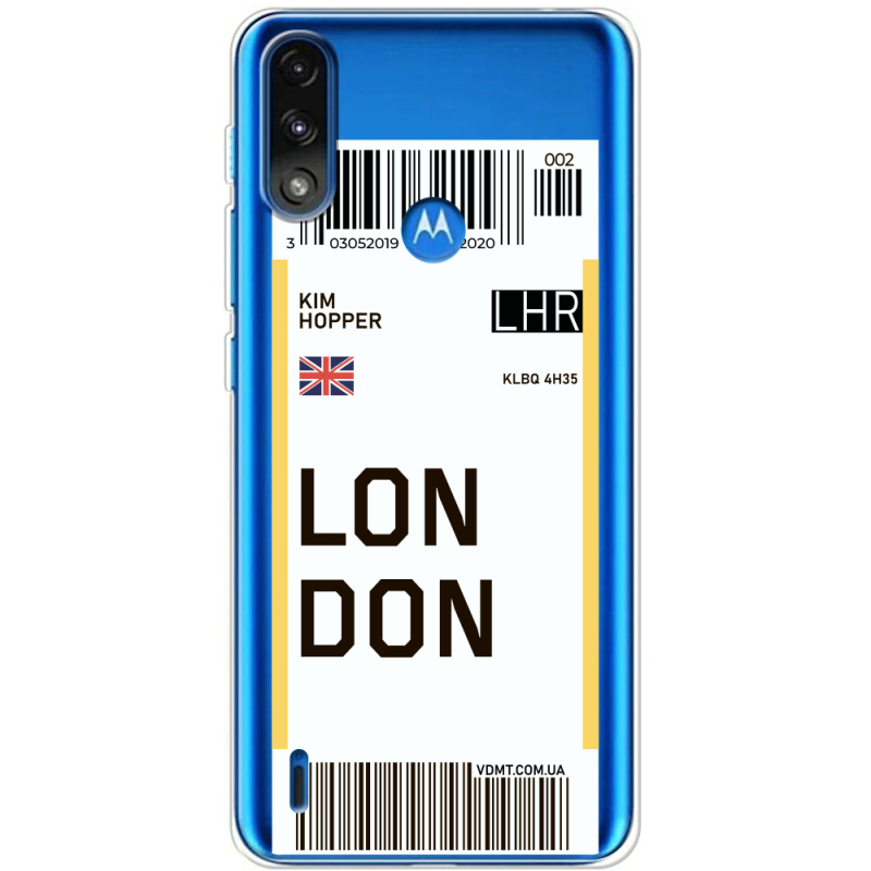 Прозрачный чехол BoxFace Motorola E7 Power Ticket London