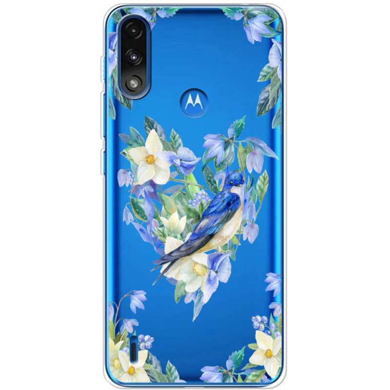 Прозрачный чехол BoxFace Motorola E7 Power Spring Bird