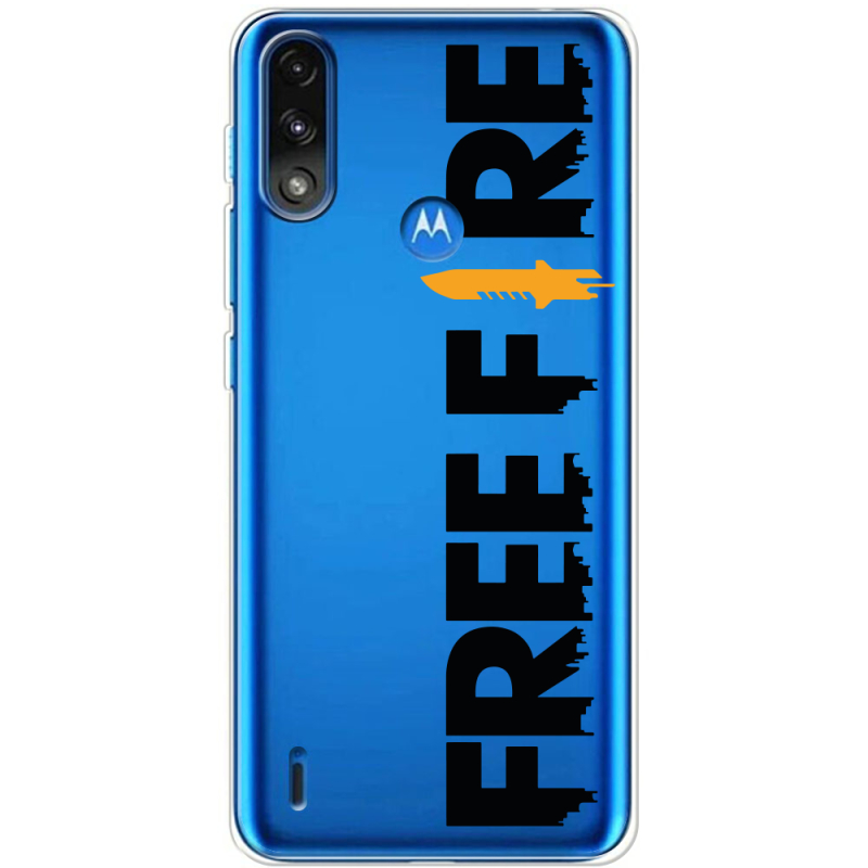 Прозрачный чехол BoxFace Motorola E7 Power Free Fire Black Logo