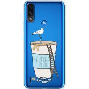 Прозрачный чехол BoxFace Motorola E7 Power Segull in Cofee Pool