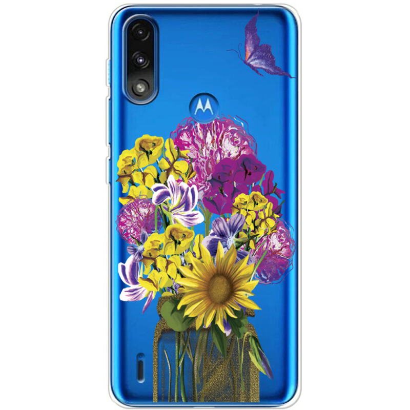 Прозрачный чехол BoxFace Motorola E7 Power My Bouquet