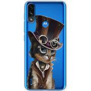 Прозрачный чехол BoxFace Motorola E7 Power Steampunk Cat