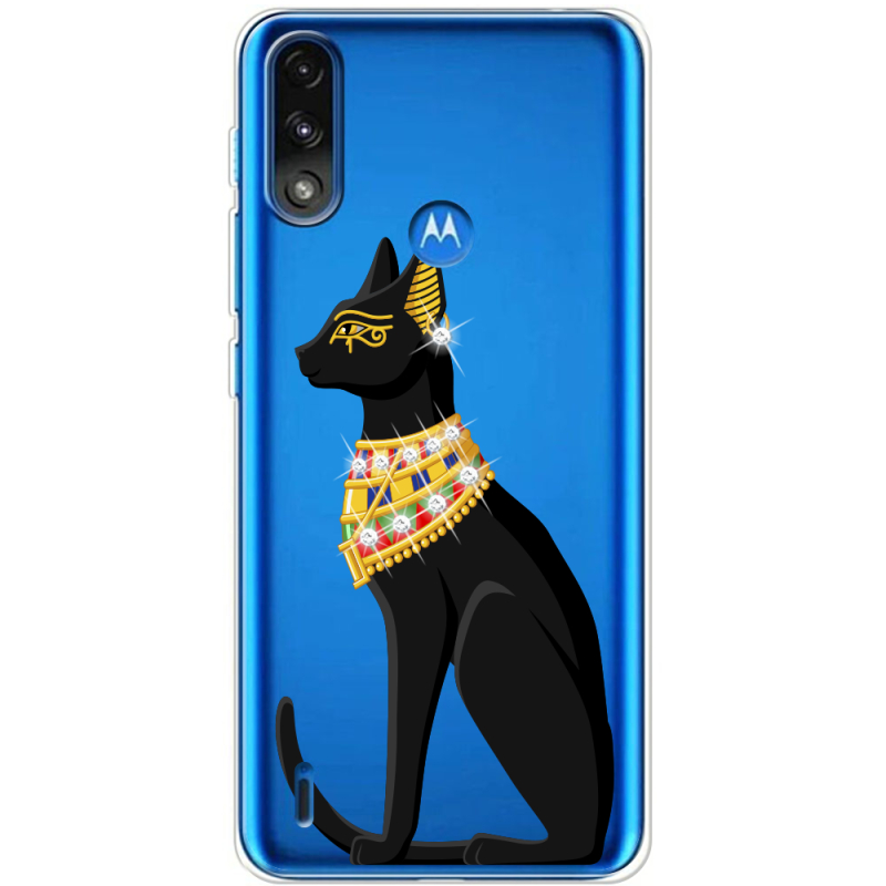 Чехол со стразами Motorola E7 Power Egipet Cat