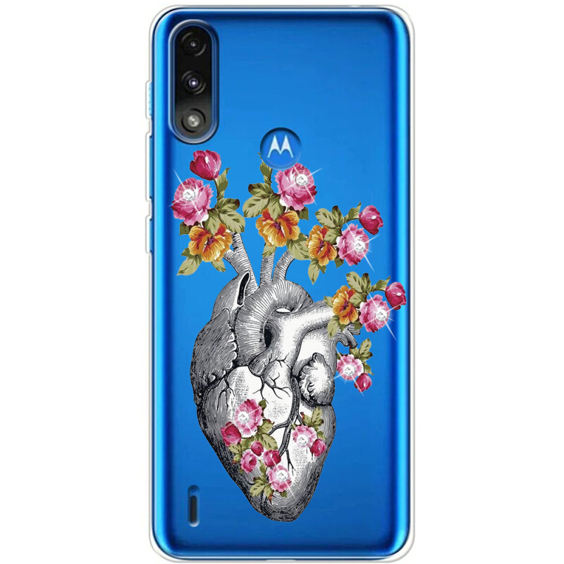 Чехол со стразами Motorola E7 Power Heart