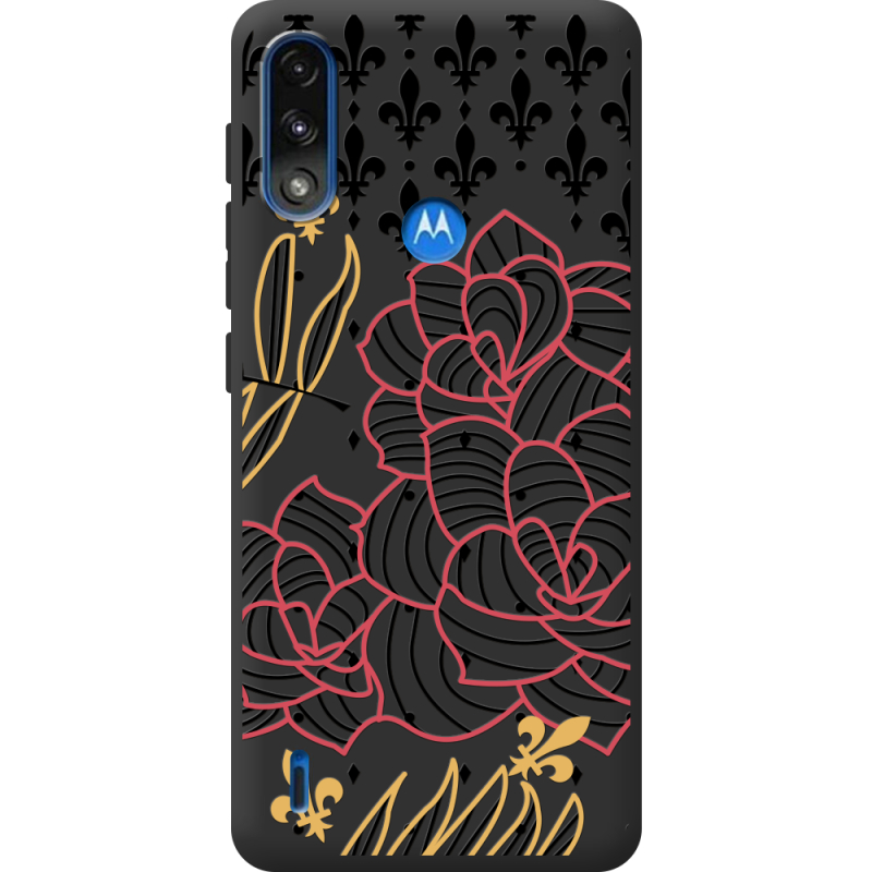 Черный чехол BoxFace Motorola E7 Power FranceFlowers