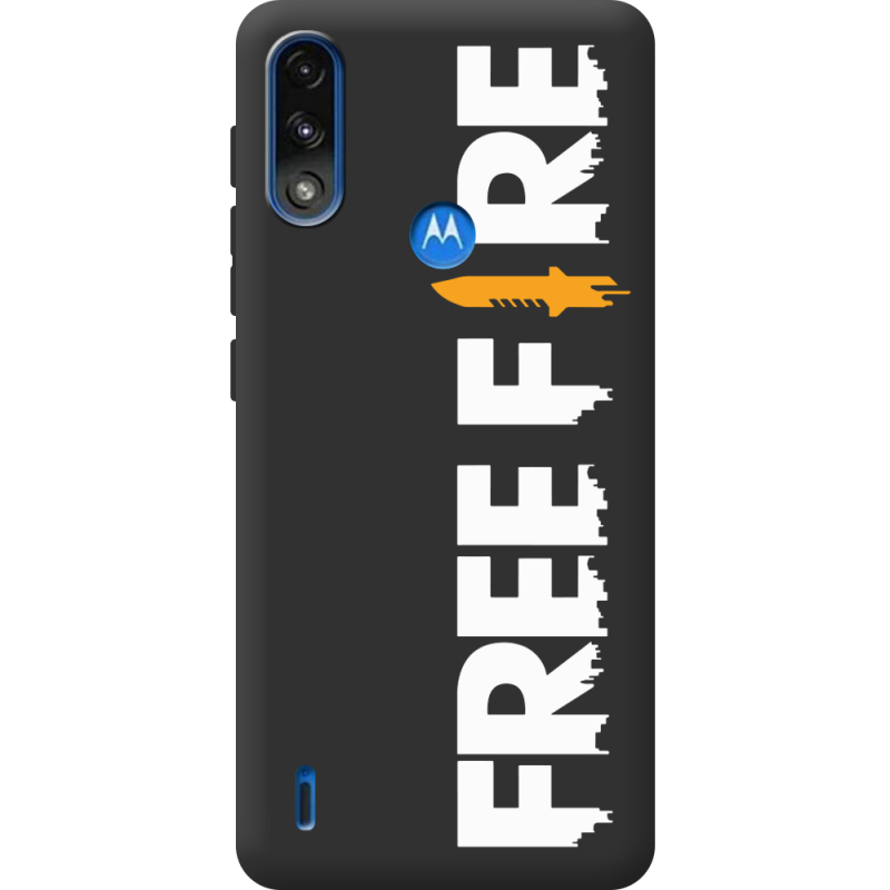 Черный чехол BoxFace Motorola E7 Power Free Fire White Logo