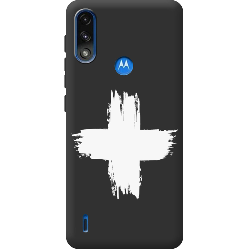 Черный чехол BoxFace Motorola E7 Power Білий хрест ЗСУ