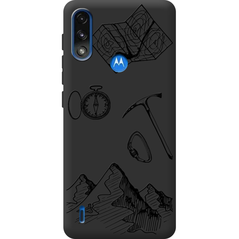 Черный чехол BoxFace Motorola E7 Power Mountains