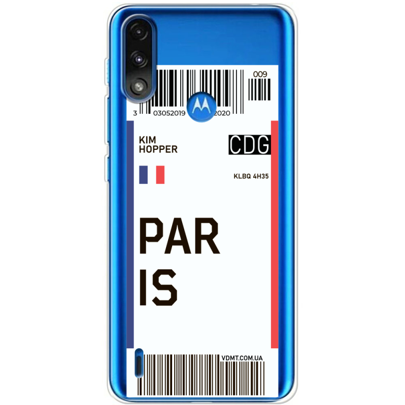 Прозрачный чехол BoxFace Motorola E7i Power Ticket Paris