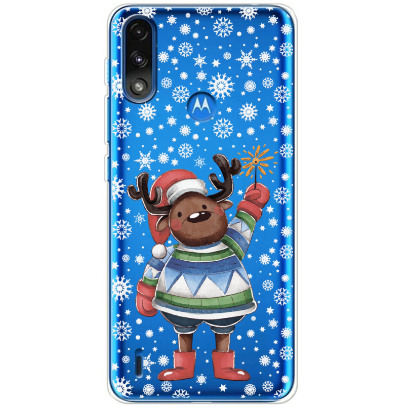 Прозрачный чехол BoxFace Motorola E7i Power Christmas Deer with Snow