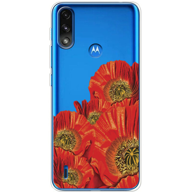 Прозрачный чехол BoxFace Motorola E7i Power Red Poppies