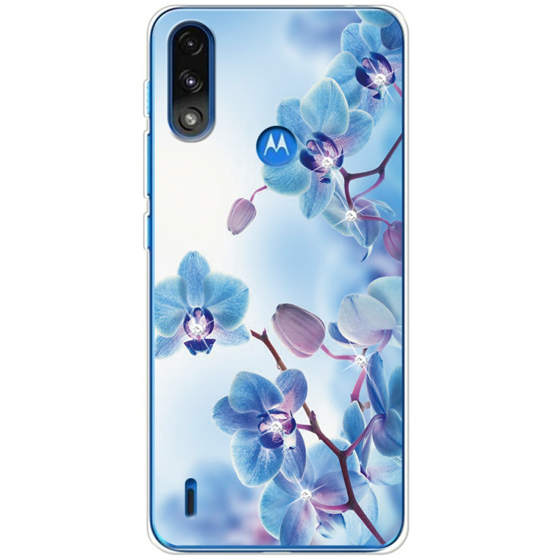 Чехол со стразами Motorola E7i Power Orchids
