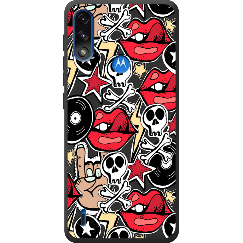 Черный чехол BoxFace Motorola E7i Power Rock Graffiti