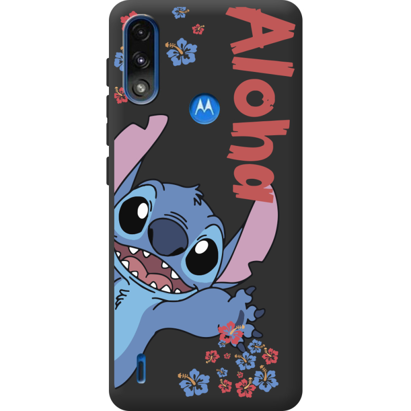 Черный чехол BoxFace Motorola E7i Power Гавайський друг Stich