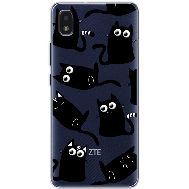 Прозрачный чехол BoxFace ZTE Blade L210 с 3D-глазками Black Kitty