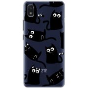 Прозрачный чехол BoxFace ZTE Blade L210 с 3D-глазками Black Kitty