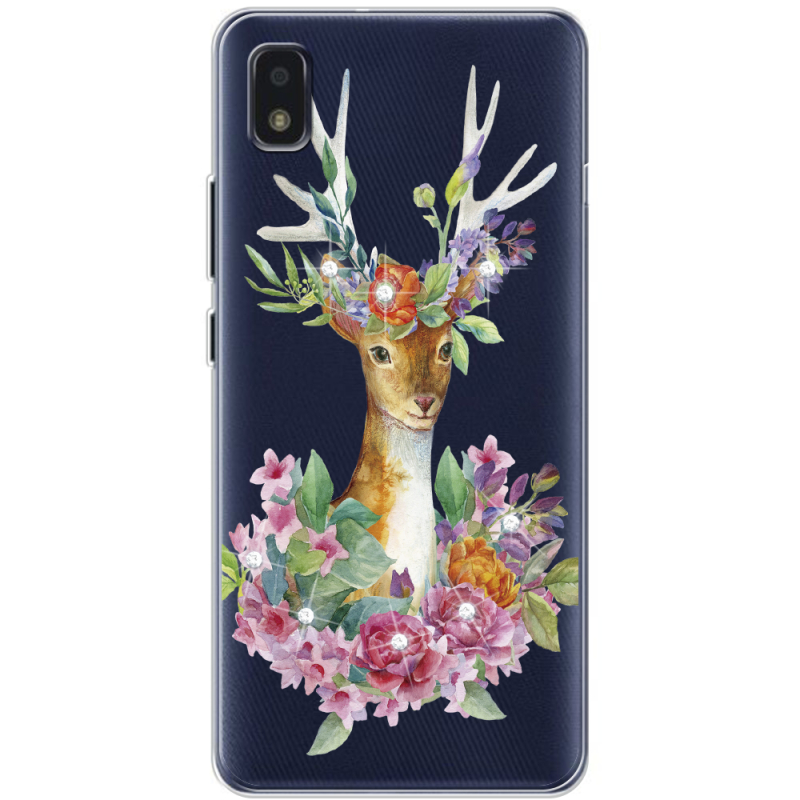 Чехол со стразами ZTE Blade L210 Deer with flowers