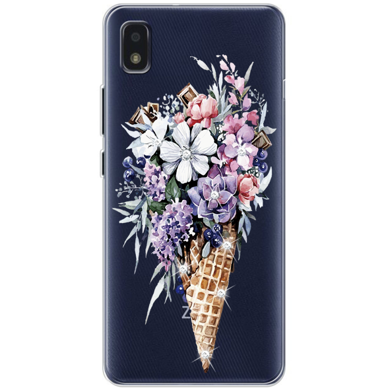 Чехол со стразами ZTE Blade L210 Ice Cream Flowers